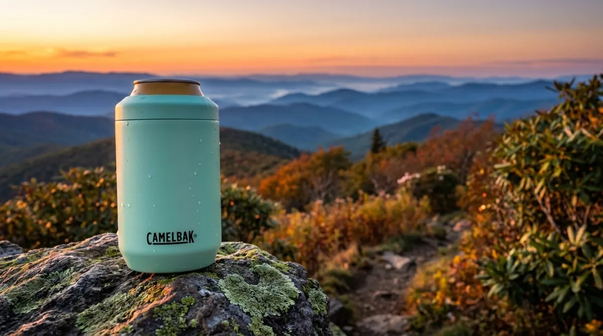 CamelBak Horizon Can Cooler at a mountain campsite