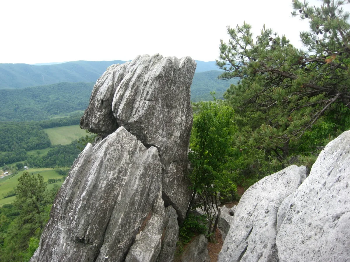 Dragon's Tooth — a 35-foot quartzite monolith in Catawba, VA