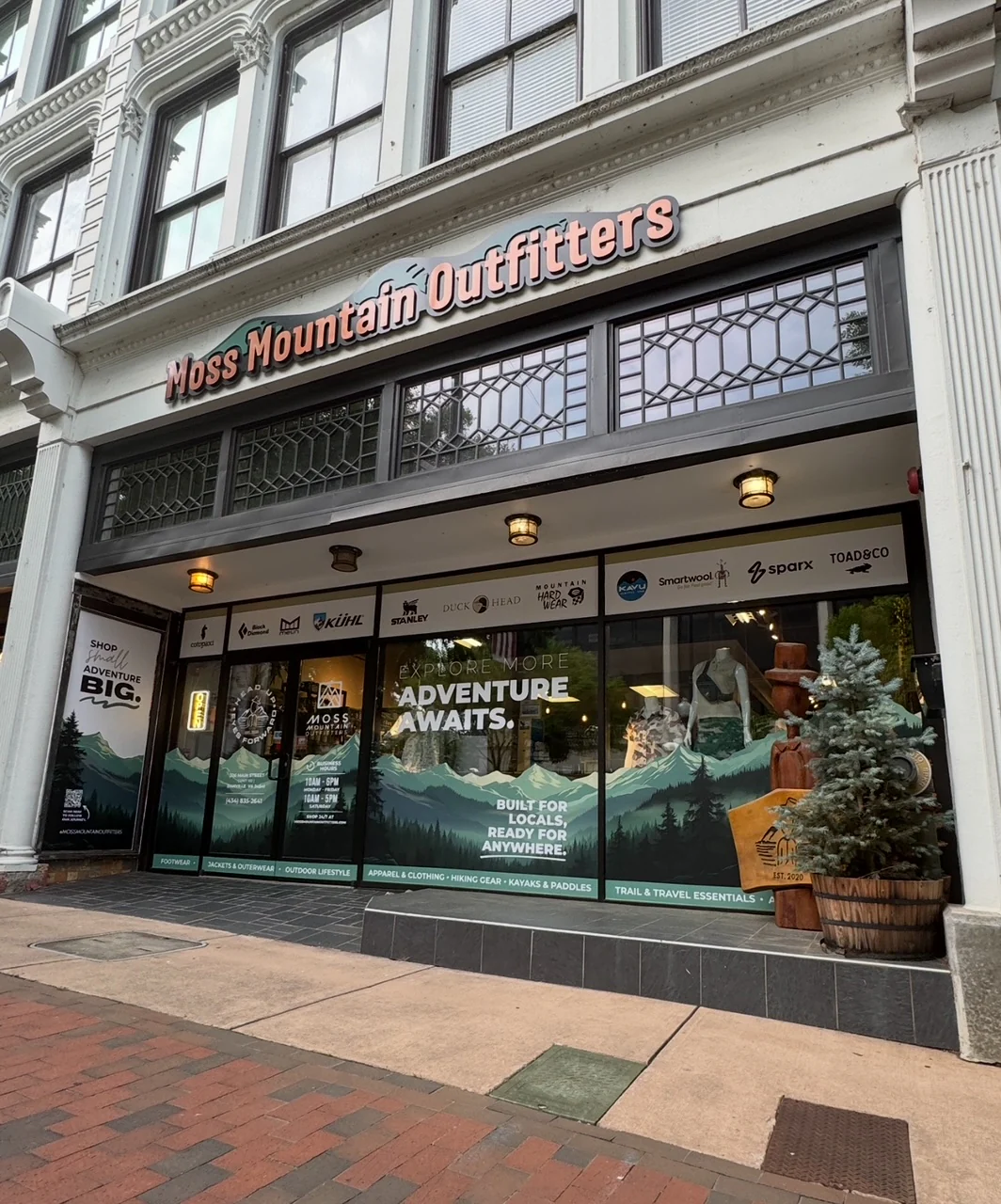 Moss Mountain Outfitters storefront in Danville's River District